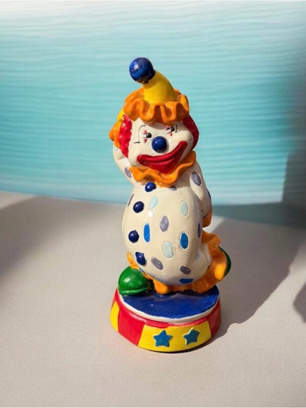 Vintage~1980s~Circus Clown Coin Piggy Bank~Smiling Happy Face~Colorful~Retro